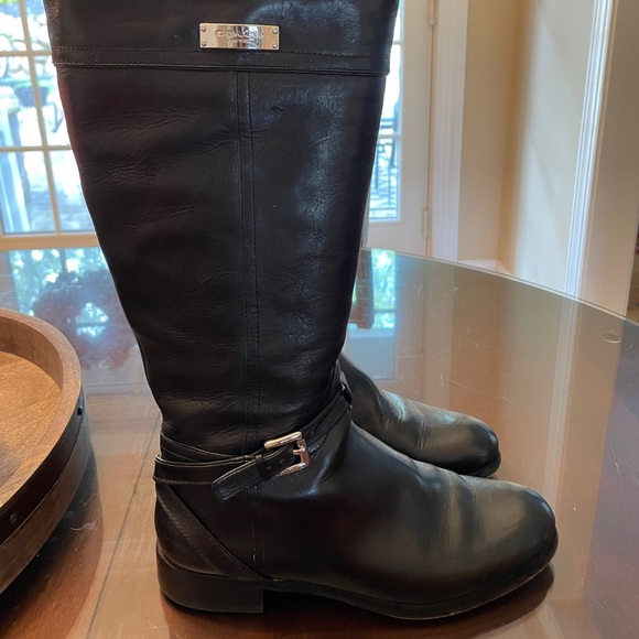 Coach Shoes | Coach Micha Calf Wide Calf Black Riding Boots, Barely Worn. | Color: Black | Size: 8 | Levins's Closet